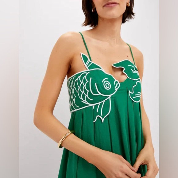 🌺🎉HP🎉🌺 NWT Farm Rio Green Fish Top Maxi Dress - Picture 9 of 16